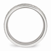 Sophia Jewelers Stainless Steel Wedding Band with Black CZ Hammered Design